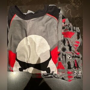 DISNEY Boys Size 7/8 Set of Pajamas Grey Black & Red STAR WARS
